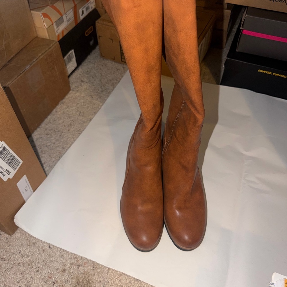 SOUL Naturalizer Tall Wedge Boots in Toffee Brown Wide Calf - Picture 7 of 12